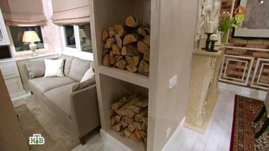 Гостиная, как в родовой усадьбе, и дровница в роли эффектной стены 31.01.2015