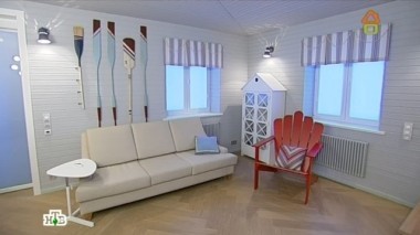 Морская кухня-гостиная с шлюпкой-трансформером и задорными ламбрекенами 07.02.2015