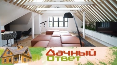 Просторная гостиная в мансарде с камином и зимним садом 11.06.2018