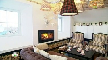 Шотландский тартан в гостиной с камином 11.05.2013