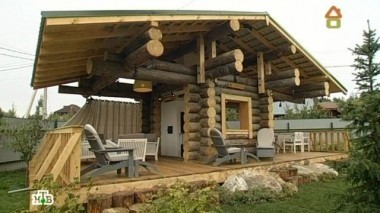 Современная беседка из сосны с террасой и кухней 09.08.2014