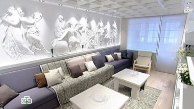 Античный стиль и современный минимализм соединились в гостиной 16.05.2015