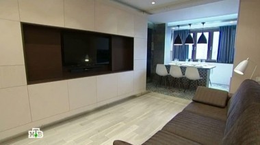 Камень, дерево, огонь в гостиной с лоджией и твидом 28.06.2014